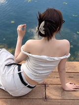 Litlookz Studio Off Shoulder Fold Top, view 3