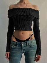 Litlookz Studio Off Shoulder Knit Sweater, view 3