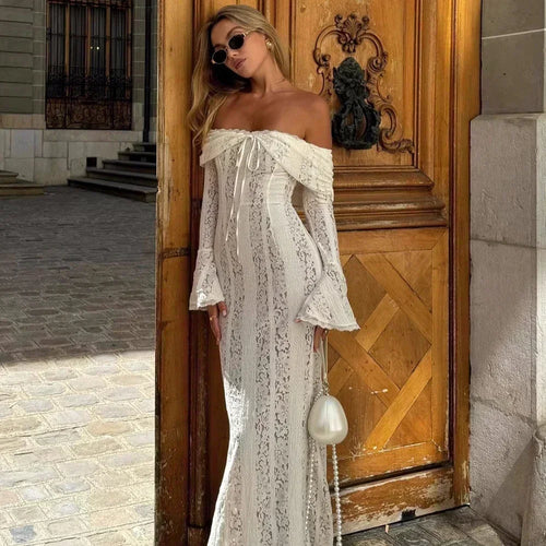 Litlookz Studio Off-Shoulder Lace Maxi Dress