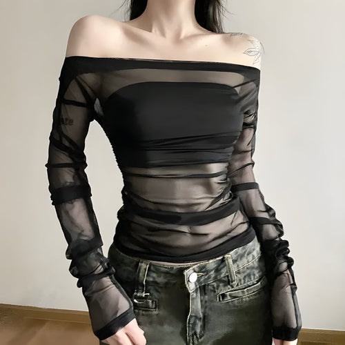 Litlookz Studio Off Shoulder Mesh Top
