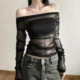 Litlookz Studio Off Shoulder Mesh Top, view 3