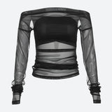 Litlookz Studio Off Shoulder Mesh Top, view 4