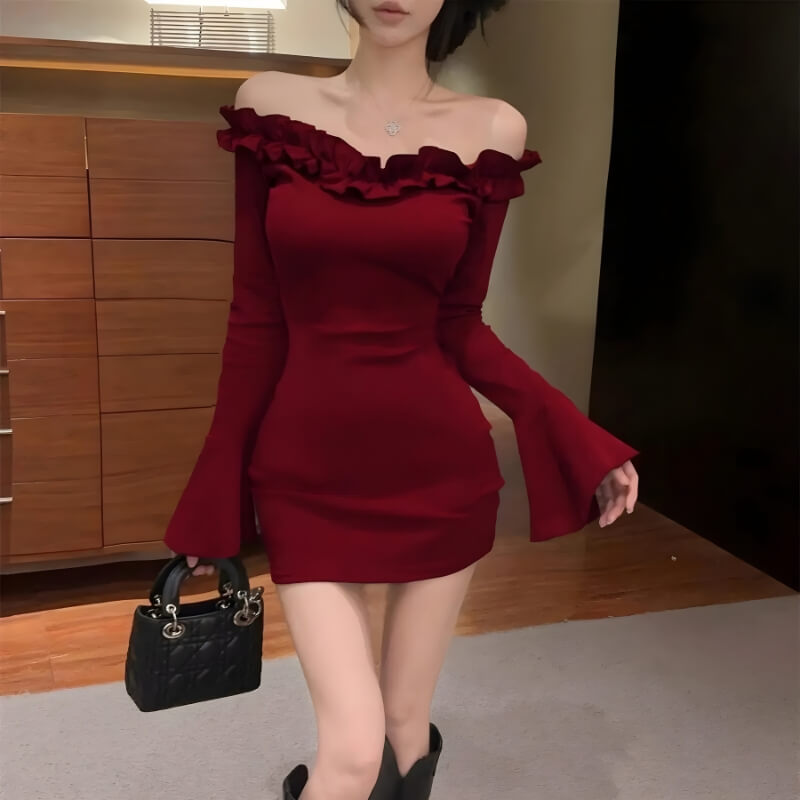 Litlookz Studio Off Shoulder Ruffle Mini Dress