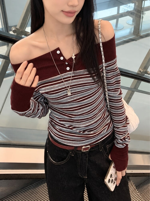 Litlookz Studio Off Shoulder Striped Top