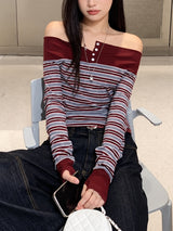 Litlookz Studio Off Shoulder Striped Top, view 3