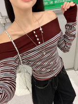 Litlookz Studio Off Shoulder Striped Top, view 4