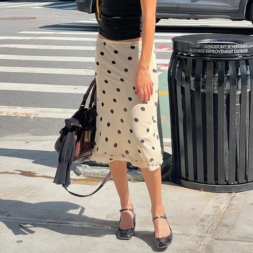 Litlookz Studio Old Money Polka Dot Midi Skirt