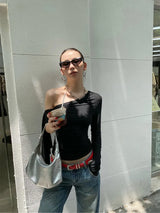 Litlookz Studio One Shoulder Basic Top, view 3