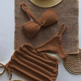 Litlookz Studio One Shoulder Cut Out Three Piece Bikini Set, view 4