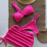 Litlookz Studio One Shoulder Cut Out Three Piece Bikini Set, view 5