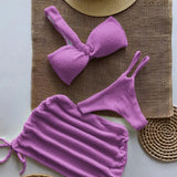 Litlookz Studio One Shoulder Cut Out Three Piece Bikini Set, view 6