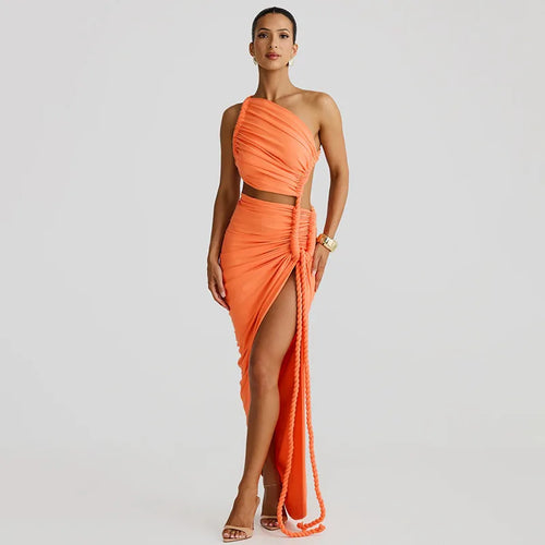 Litlookz Studio One Shoulder Ruched Maxi Dress