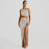 Litlookz Studio One Shoulder Ruched Maxi Dress, view 3