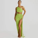 Litlookz Studio One Shoulder Ruched Maxi Dress, view 5