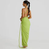 Litlookz Studio One Shoulder Ruched Maxi Dress, view 6