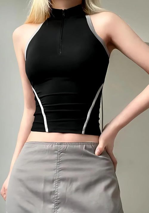 Litlookz Studio Acubi Open Back Zip-Up Top