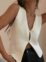 Litlookz Studio Open Front Knitted Cardigan Vest, view 2