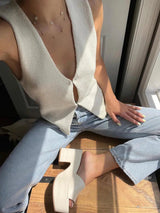 Litlookz Studio Open Front Knitted Cardigan Vest, view 3