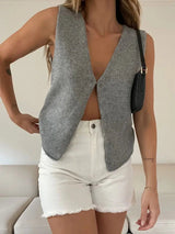 Litlookz Studio Open Front Knitted Cardigan Vest, view 4