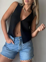 Litlookz Studio Open Front Knitted Cardigan Vest, view 6