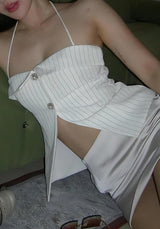 Litlookz Studio Open Front Striped Shirt Top, view 2