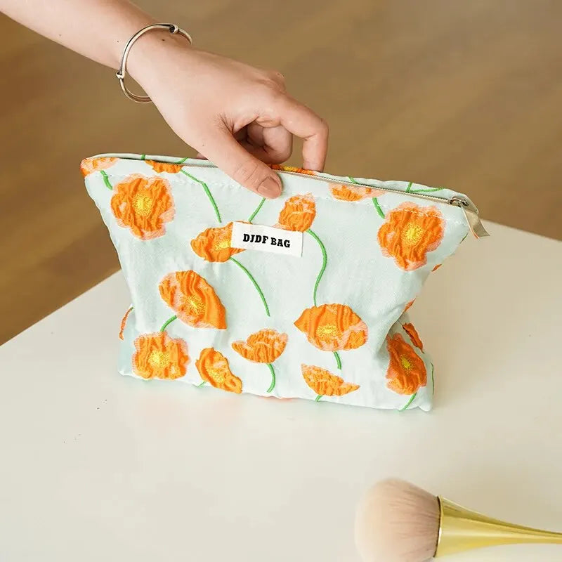 Litlookz Studio Orange Flowers Makeup Bag