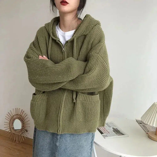 Litlookz Studio Oversized Knitted Hooded Cardigan