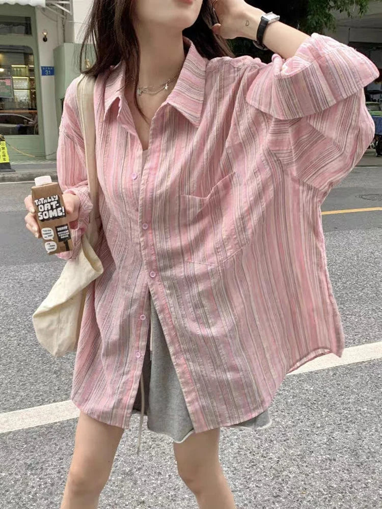 Litlookz Studio Oversized Striped Button-Up Shirt
