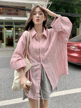 Litlookz Studio Oversized Striped Button-Up Shirt, view 3