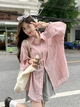 Litlookz Studio Oversized Striped Button-Up Shirt, view 4