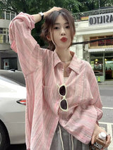Litlookz Studio Oversized Striped Button-Up Shirt, view 6