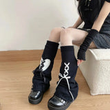 Litlookz Studio Pastel Goth Broken Heart Lace Up Leg Warmers, view 4