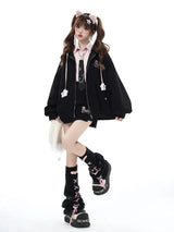 Litlookz Studio Pastel Goth Lace Up Belted Leg Warmers, view 2