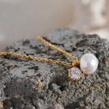 Litlookz Studio Pearl & Diamond Necklace, view 2