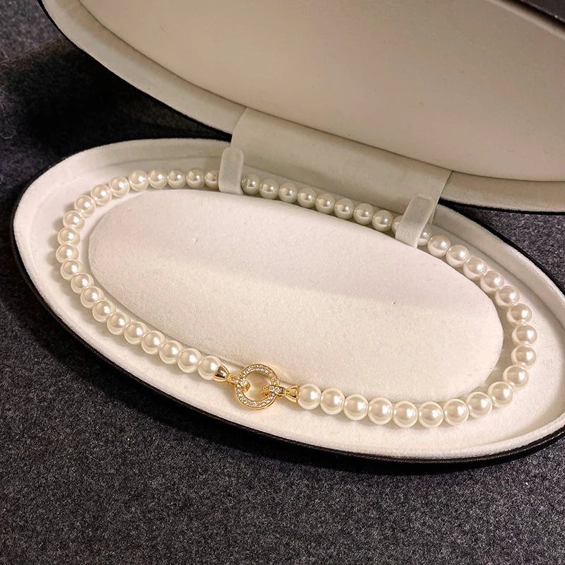 Litlookz Studio Pearl Ring Clasp Necklace