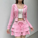 Litlookz Studio Pink Aesthetic Skirt & Hoodie Two Piece Set, view 6