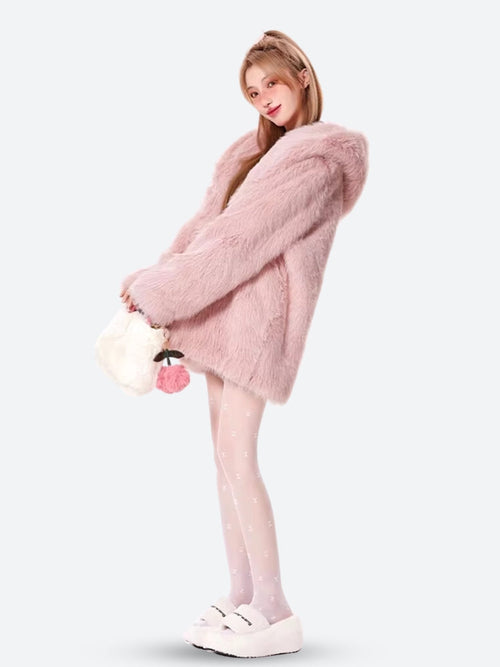 Litlookz Studio Pink Faux Fur Jacket