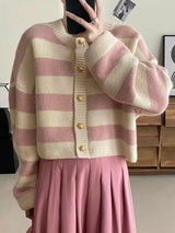 Litlookz Studio Pink Striped Knit Cardigan, view 2