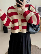 Litlookz Studio Pink Striped Knit Cardigan, view 3