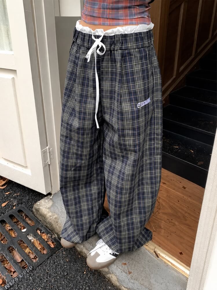 Litlookz Studio Plaid Drawstring Sweatpants