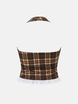 Litlookz Studio Plaid Ribbon Halter Top, view 6