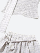 Litlookz Studio Plaid Ruched Top & Balloon Mini Skirt Two Piece Set, view 5