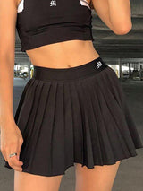 Litlookz Studio Pleated Black Mini Tennis Skirt, view 4
