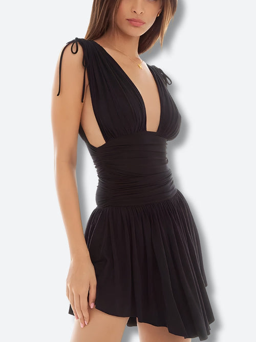 Litlookz Studio Plunge Neck Mini Dress