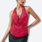 Litlookz Studio Plunge Neck Sequined Beaded Top, view 3