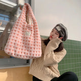 Litlookz Studio Plush Checkered Tote Bag, view 4