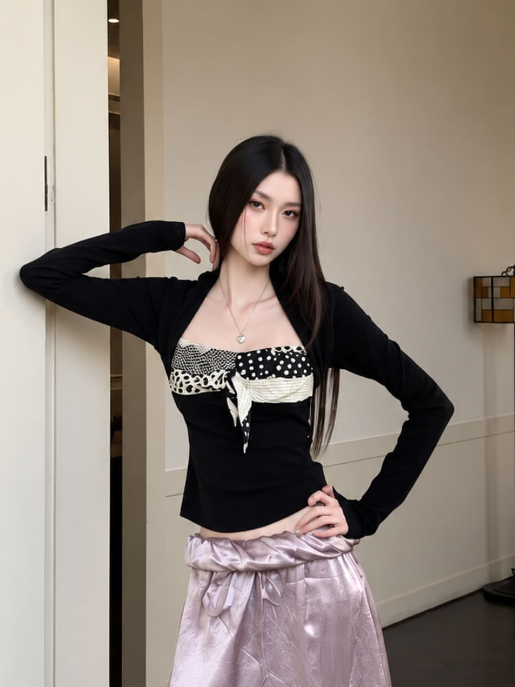 Litlookz Studio Polka Bolero Sleeve Top