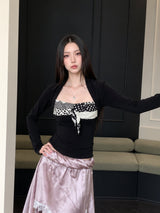 Litlookz Studio Polka Bolero Sleeve Top, view 2