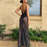 Litlookz Studio Polka Dot Backless Sheer Maxi Dress, view 3