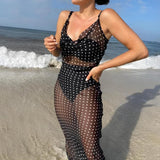 Litlookz Studio Polka Dot Backless Sheer Maxi Dress, view 5
